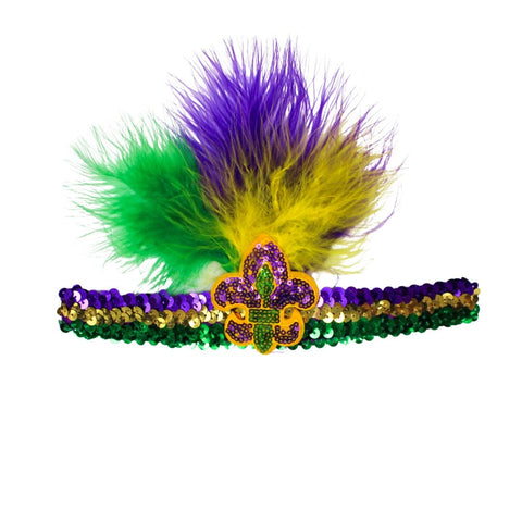 Feather fleur Mardi Gras headband