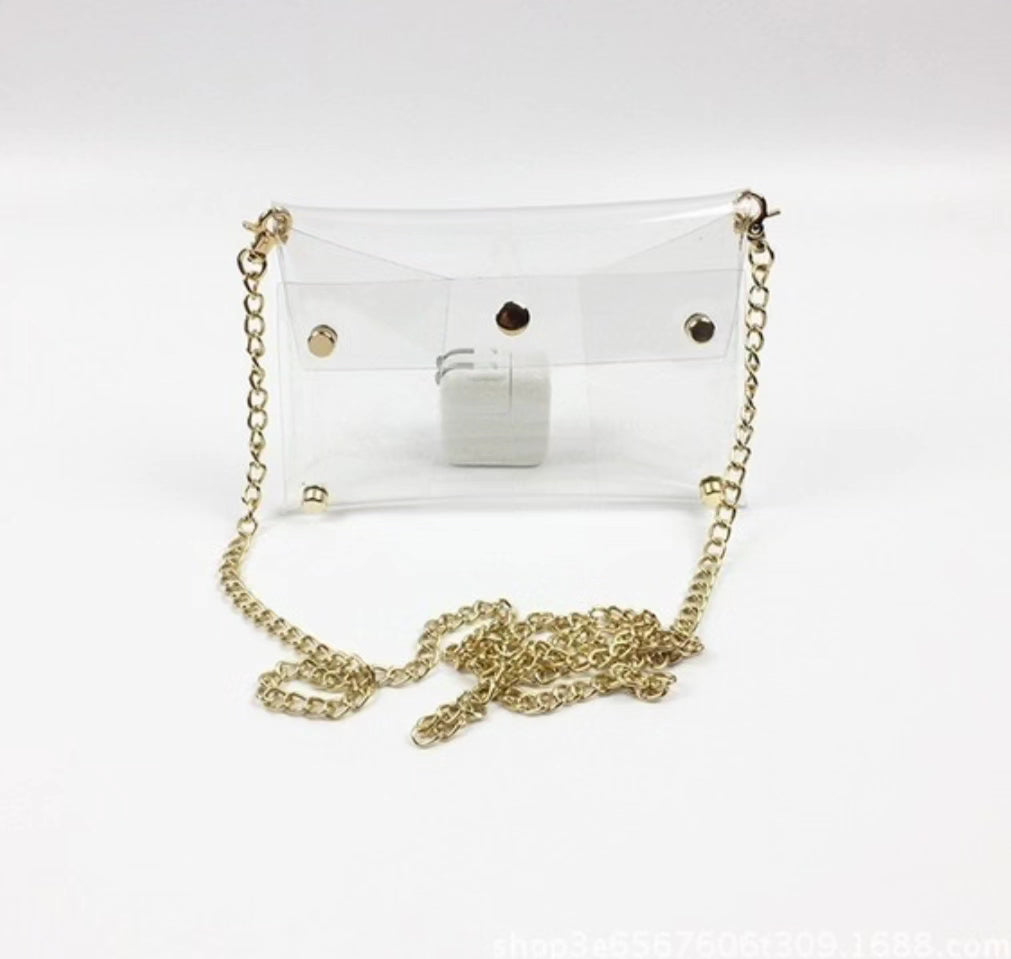 Clear bag small w/gold accent