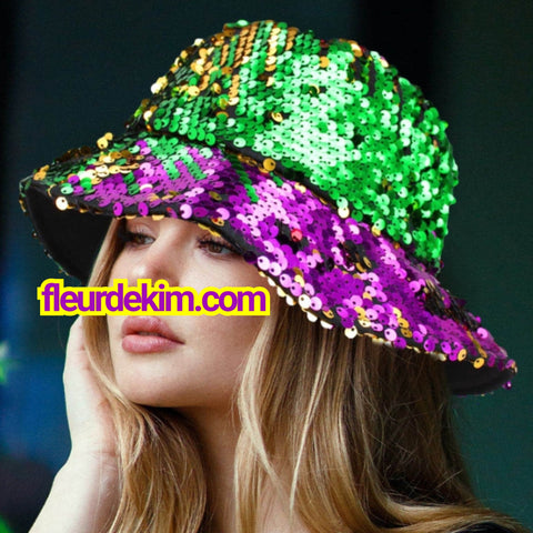 Mardi Gras sequin bucket hat