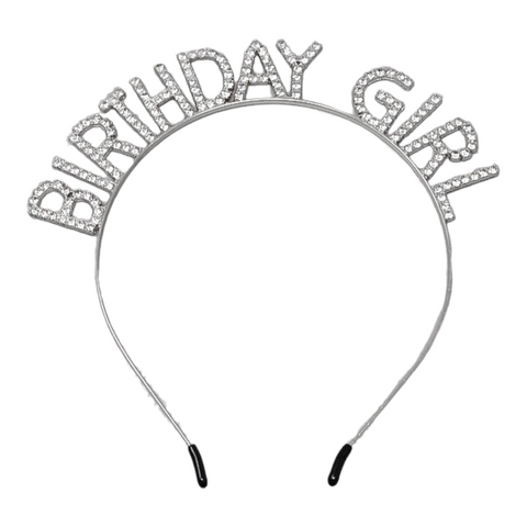 BIRTHDAY GIRL bling headband silver