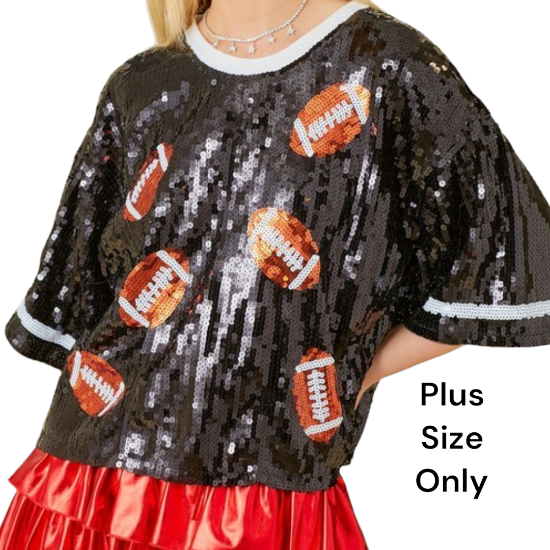 OVERSIZED sequin football crop