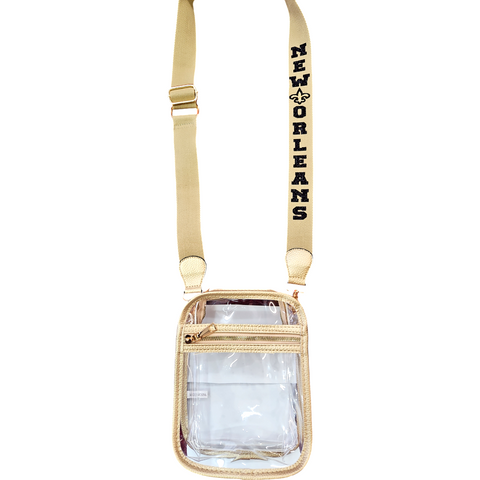 New Orleans medium clear crossbody bag gold