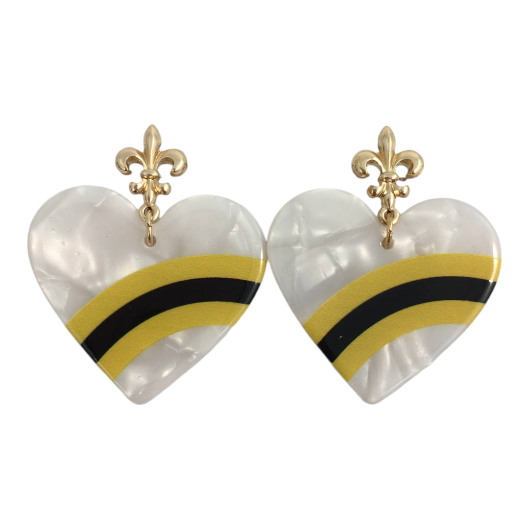 Heart fleur de lis earrings