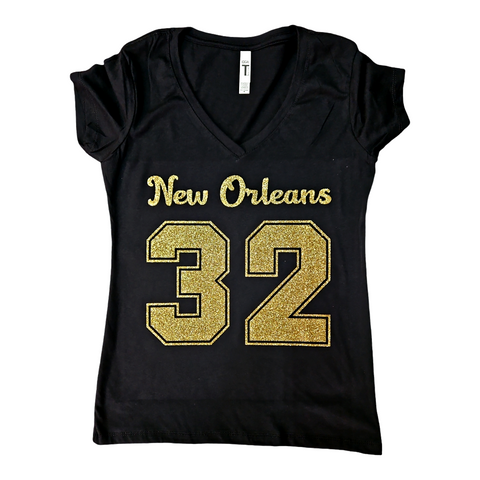 32 New Orleans tshirt glitter