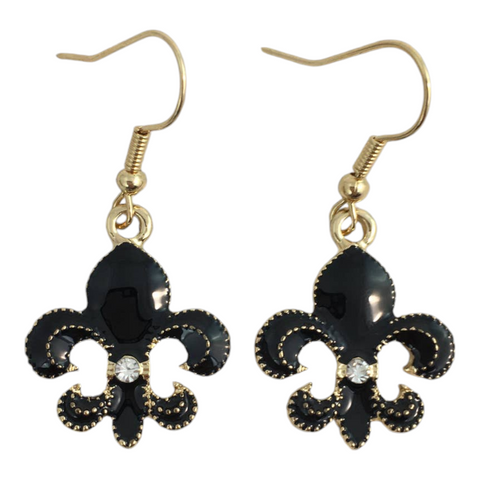 fleur de lis earrings black/gold (small/medium sized)