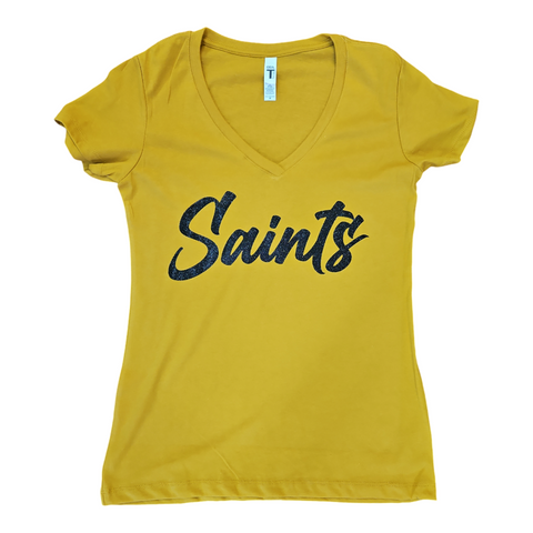 Saints mustard tshirt Glitter