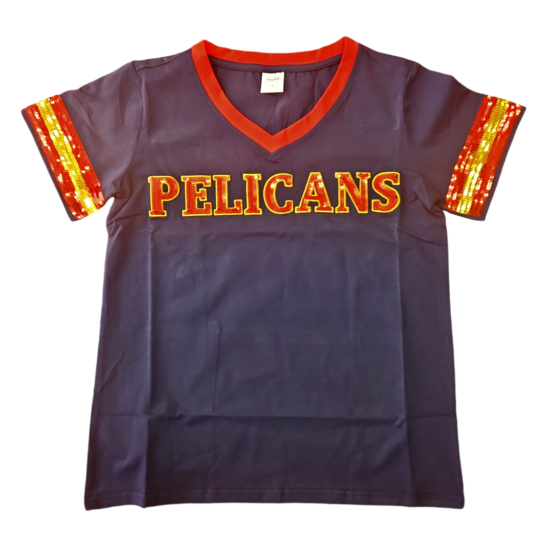 Pelicans sequin navy blue shirt