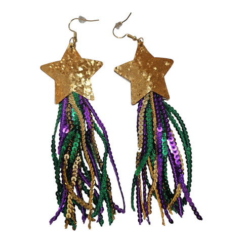 Mardi Gras sequin/glitter star earrings