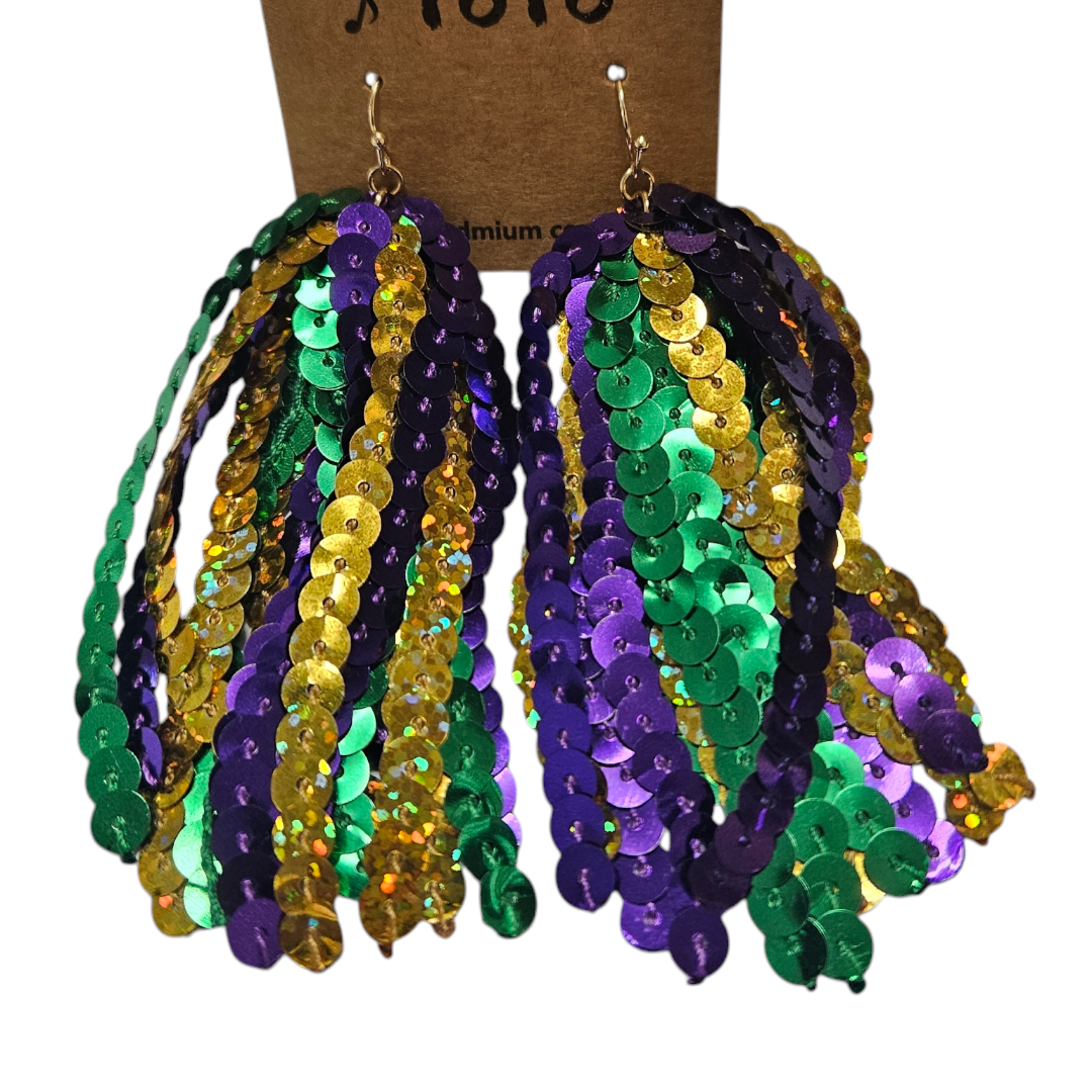 Mardi Gras sequin earrings