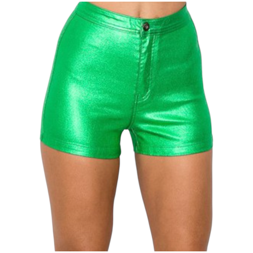 Green metallic jean shorts (very stretchy)