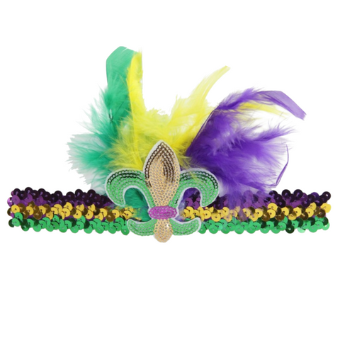 Feather Mardi Gras headband