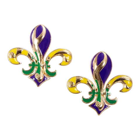 Fleur Mardi Gras earrings studs