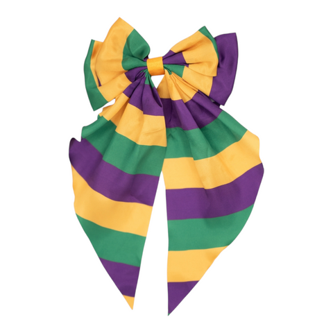 Satin striped Mardi Gras bow