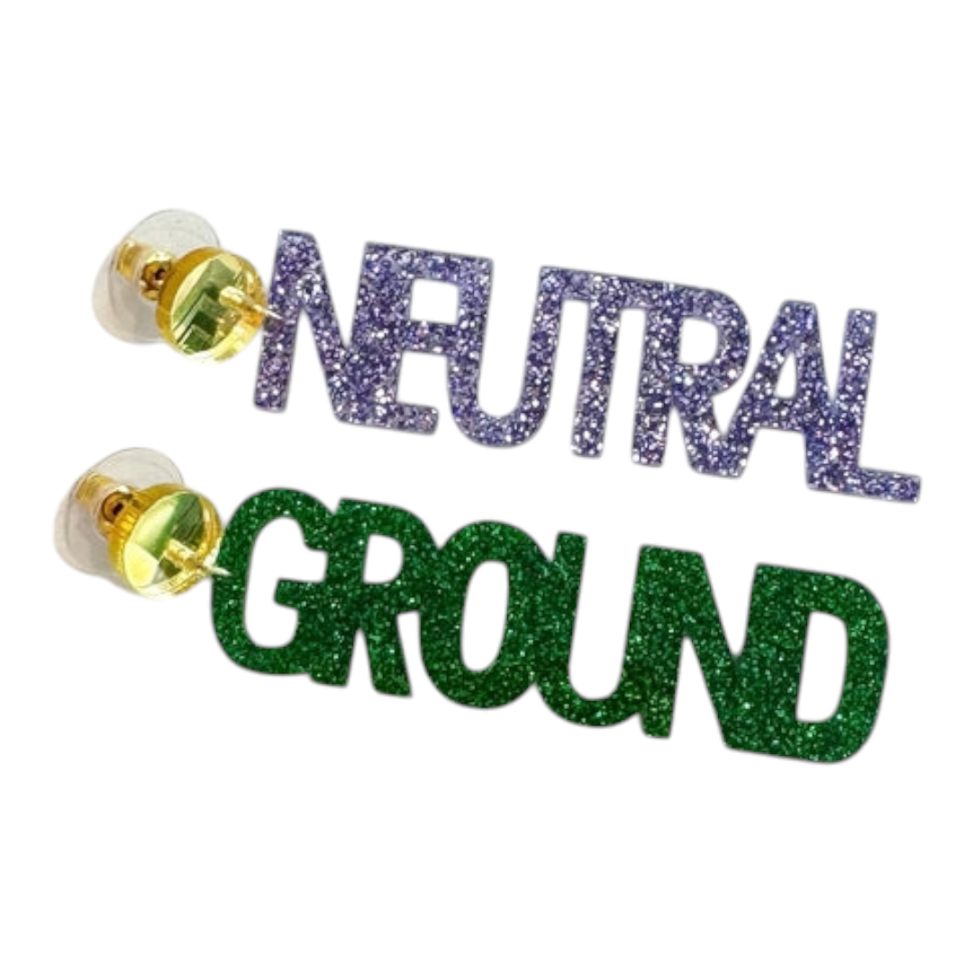 Mardi Gras neutral ground earrings