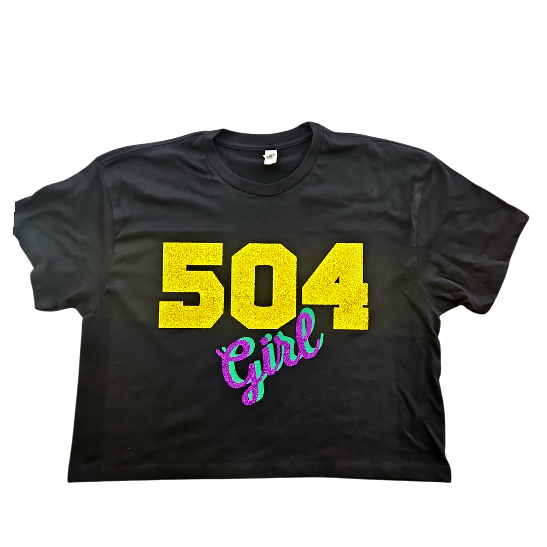 504 girl Mardi Gras crop top