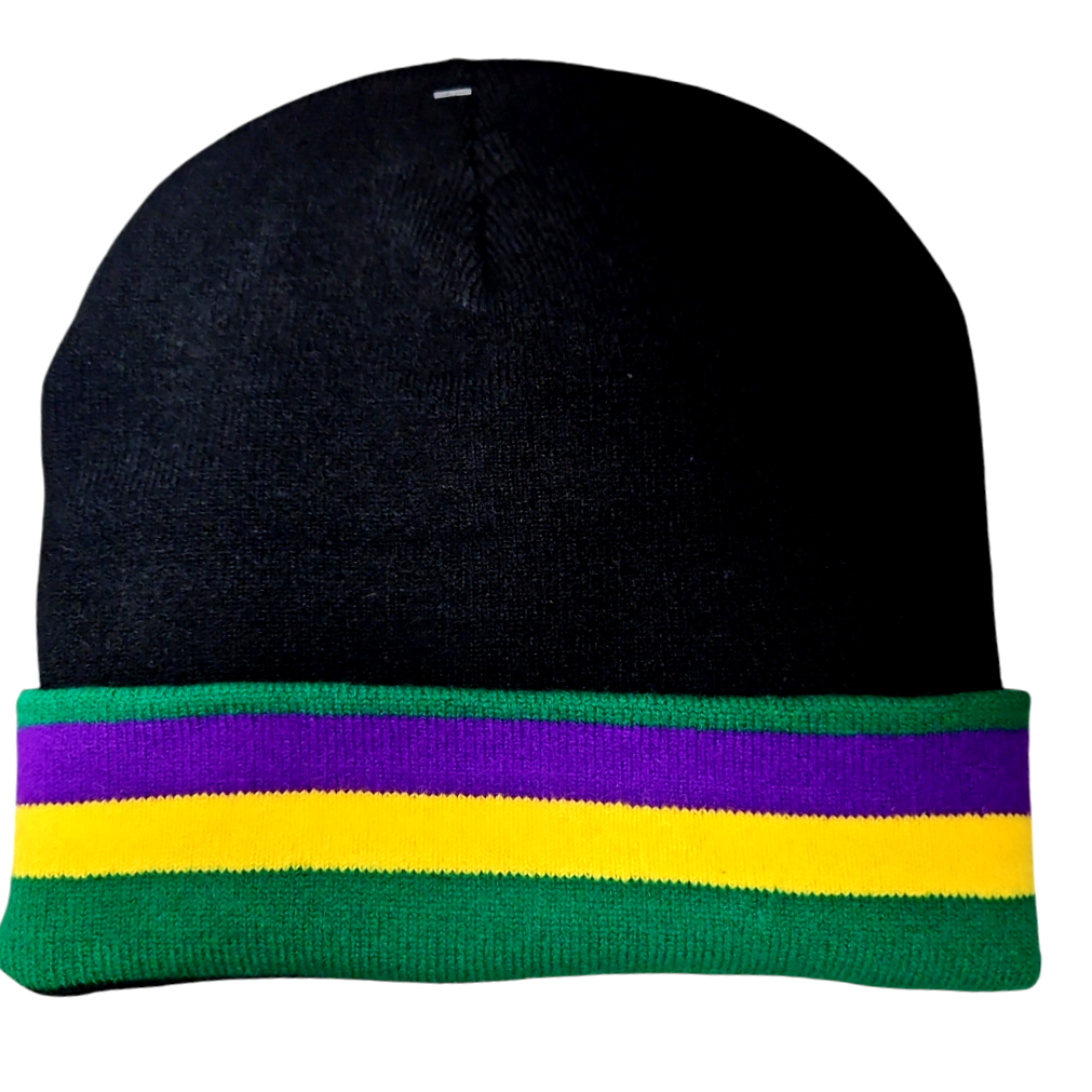 Black Mardi striped beanie