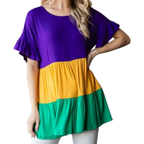 *PLUS SIZE ONLY* Mardi Gras tiered top