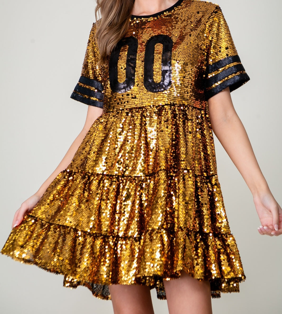 Sequin babydoll dress gold (oversized)