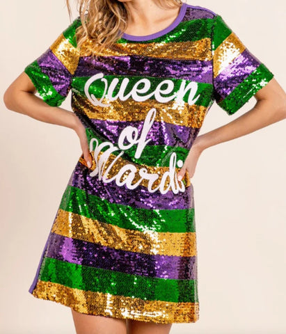 Mardi Gras Queen sequin dress