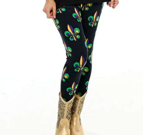 Plus size mardi gras tights one size (XL-2X))