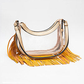 Fringe clear bag gold & mustard