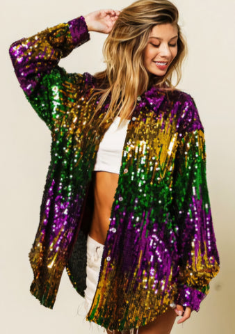 Sequin shirt Mardi Gras