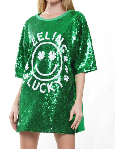 St. Patrick's Day feeling lucky sequin dress/shirt