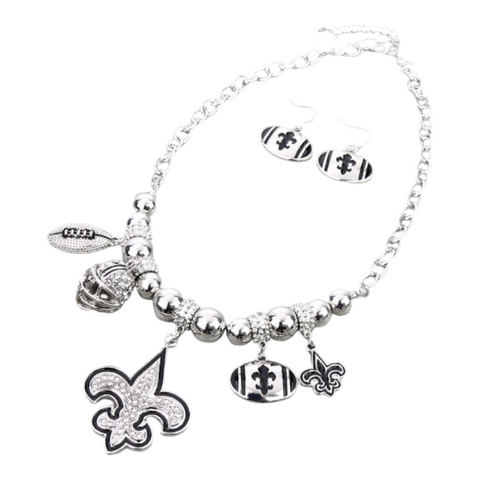 New style silver charm necklace/earrings set