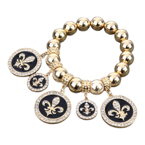 New 2 style gold fleur charm bracelet