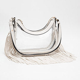 Fringe clear bag off white