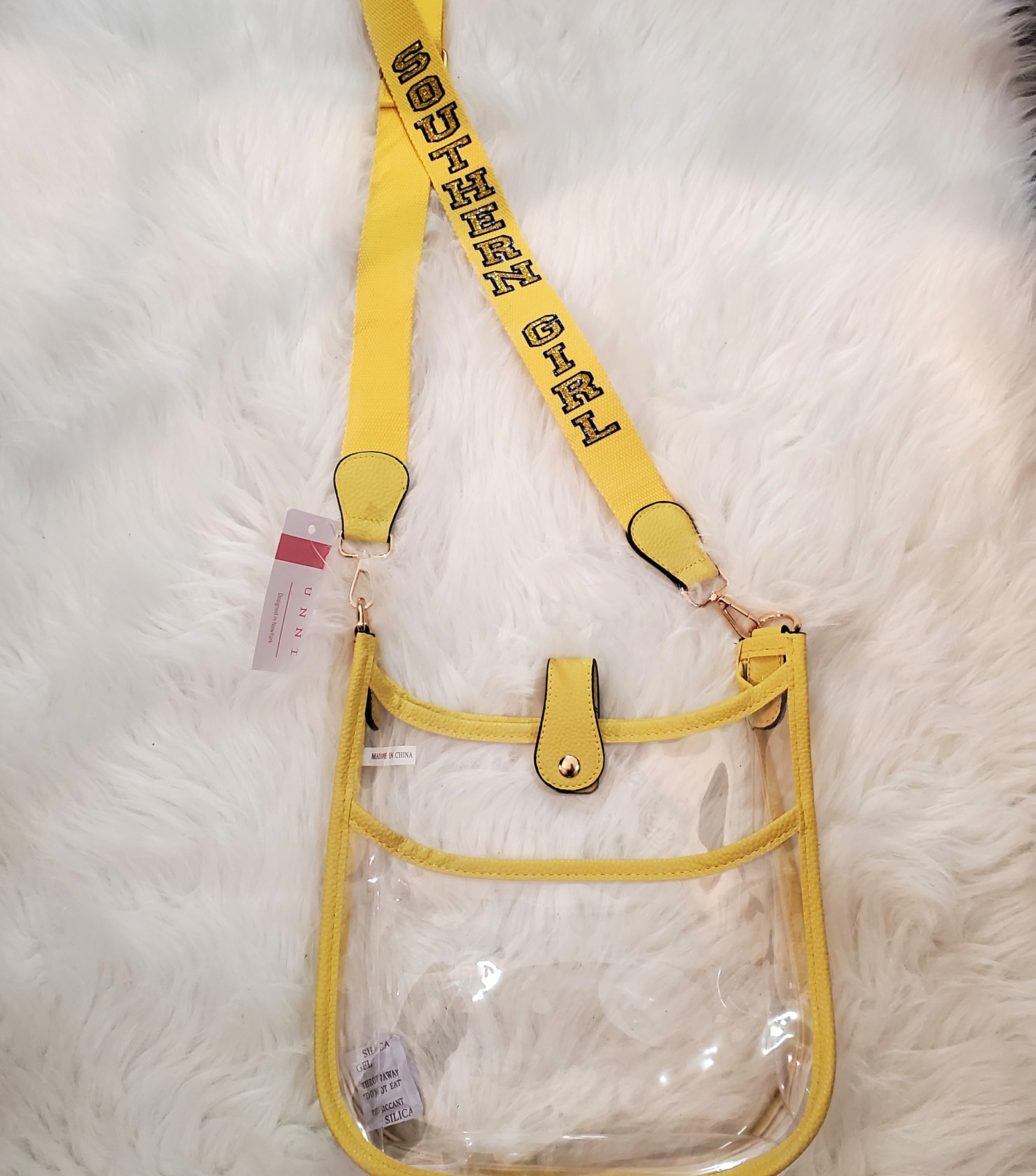 Southern Girl Large clear/yellow/blue crossbody bag with straps – Fleur de  Kim